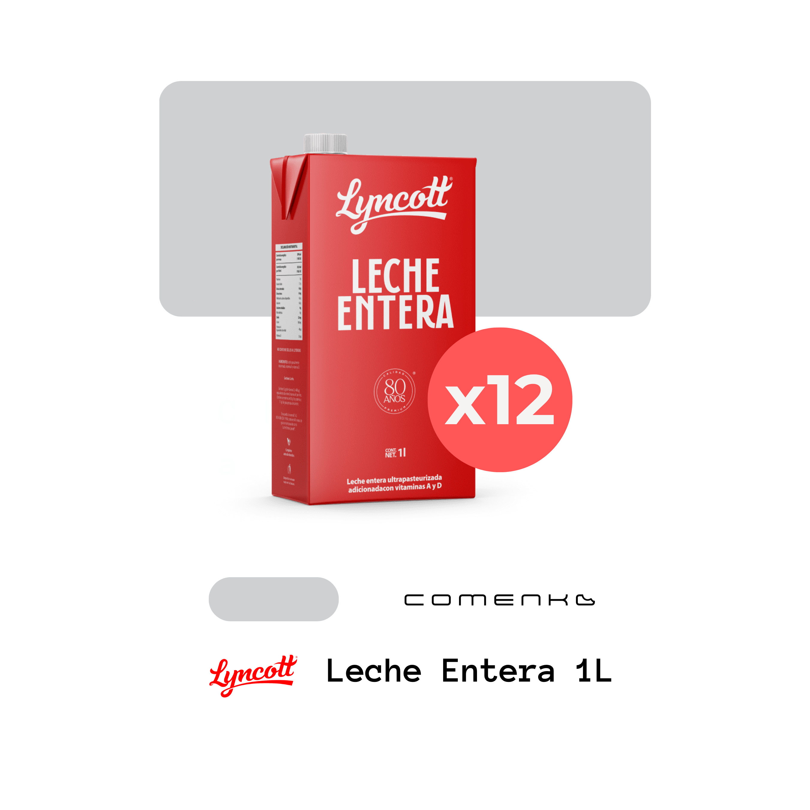 Lyncott Leche 1L (12-Pack)