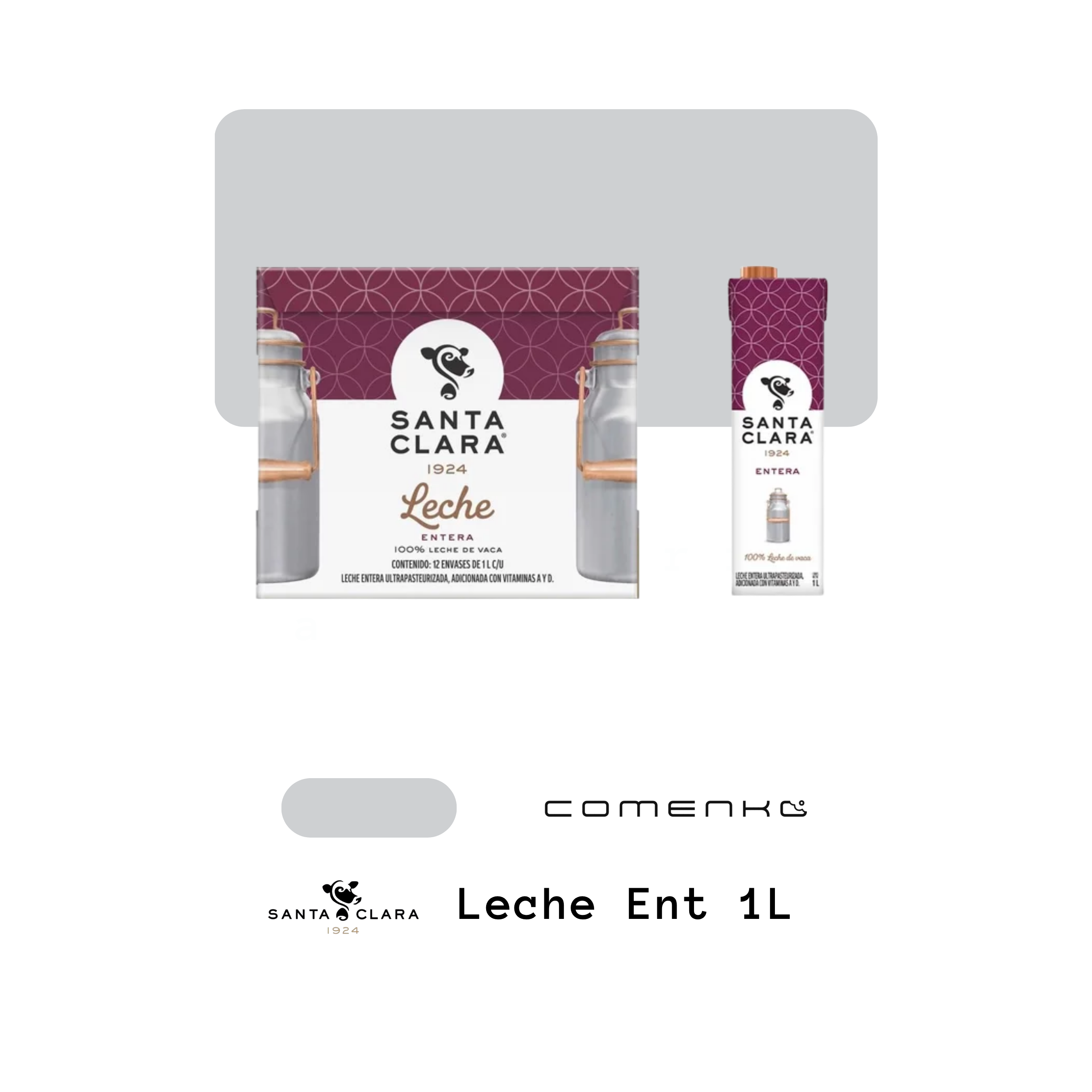 Santa Clara Leche Entera 1L (12-Pack)